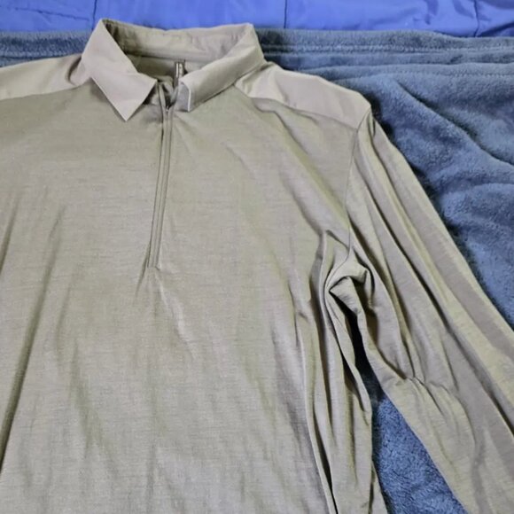 Arc'teryx Veilance Khaki Green Long Sleeve Polo Slate Gray Men's US S 1 Used - Picture 3 of 6